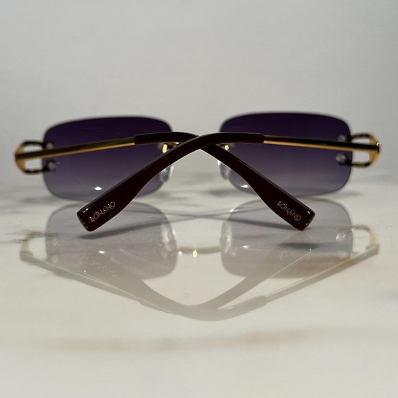 Bonano Venician Rimless Gold Frames Sunglasses Glasses Vintage Designer - Picture 4 of 6